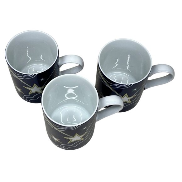 3 Fitz and Floyd Blue Stardust Moon Stars Porcelain Mugs - Picture 5 of 9
